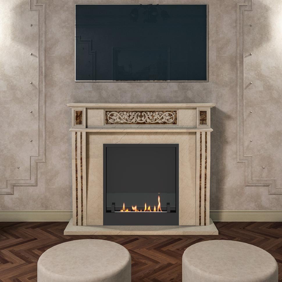 Биокамин в мраморном портале SteelHeat Capella 