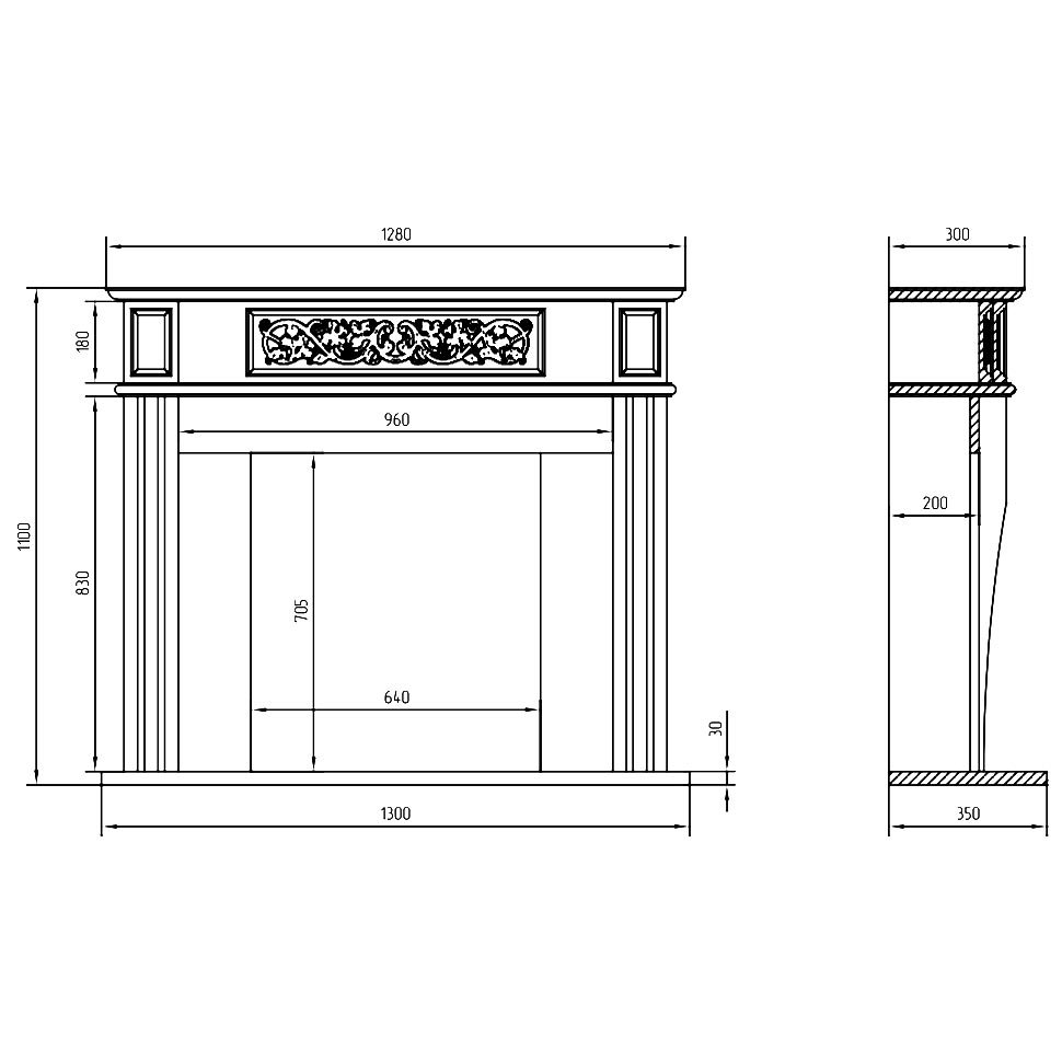 Биокамин в мраморном портале SteelHeat Capella 
