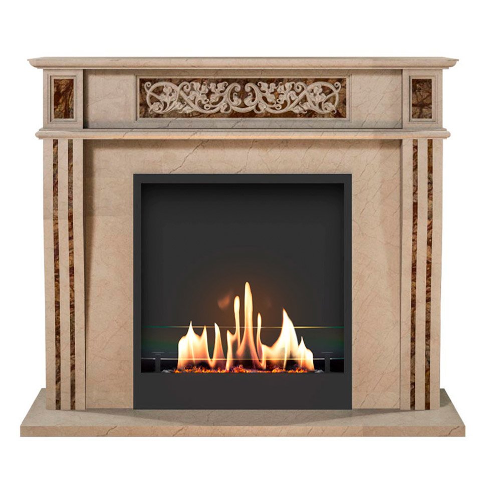 Биокамин в мраморном портале SteelHeat Capella 