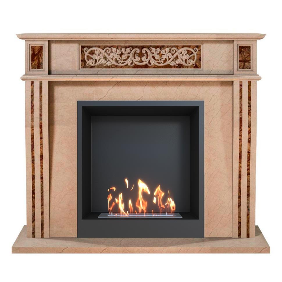 Биокамин в мраморном портале SteelHeat Capella M 