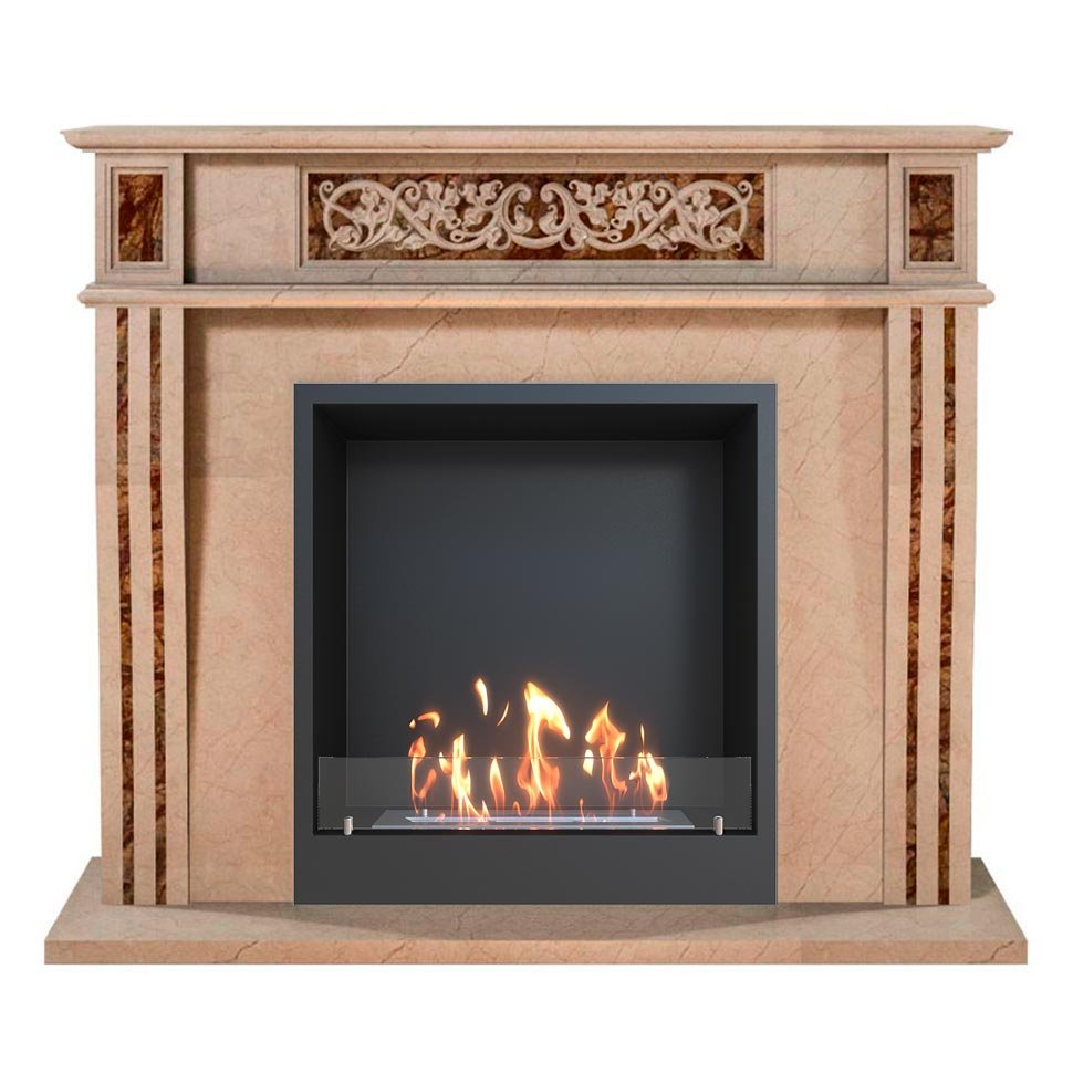 Биокамин в мраморном портале SteelHeat Capella M 