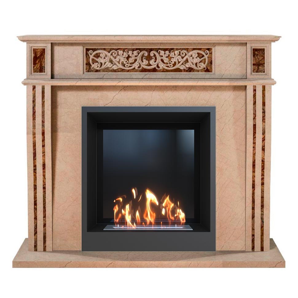 Биокамин в мраморном портале SteelHeat Capella M 