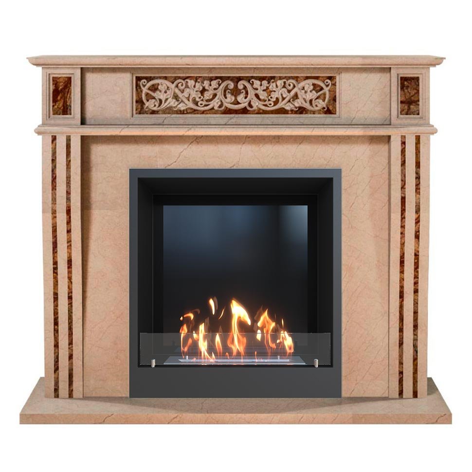 Биокамин в мраморном портале SteelHeat Capella M 