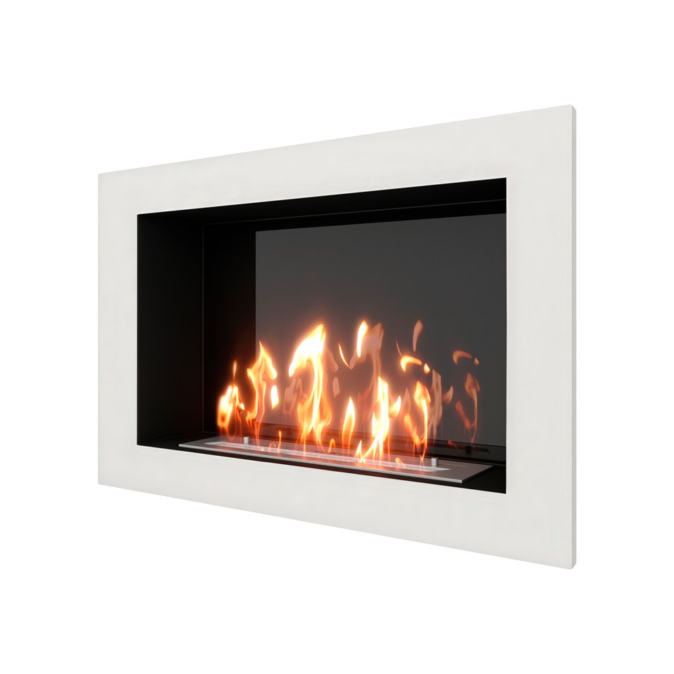 Биокамин встраиваемый SteelHeat ONE 800 с рамкой цвет белый 