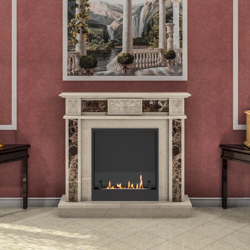 Биокамин в мраморном портале SteelHeat Vienna 