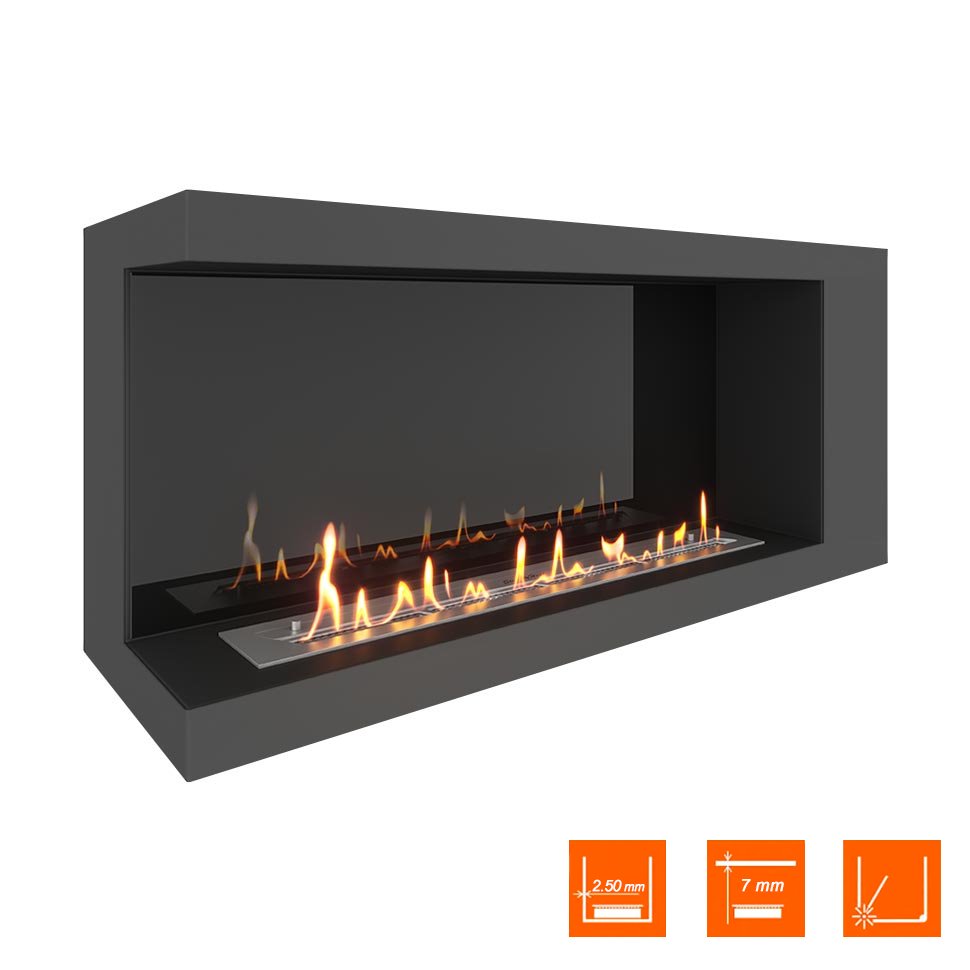 Биокамин угловой SteelHeat LONG 1100 левый 