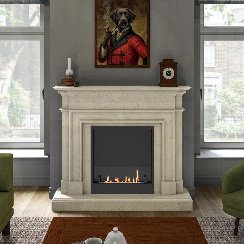 Биокамин в мраморном портале SteelHeat Vancouver 