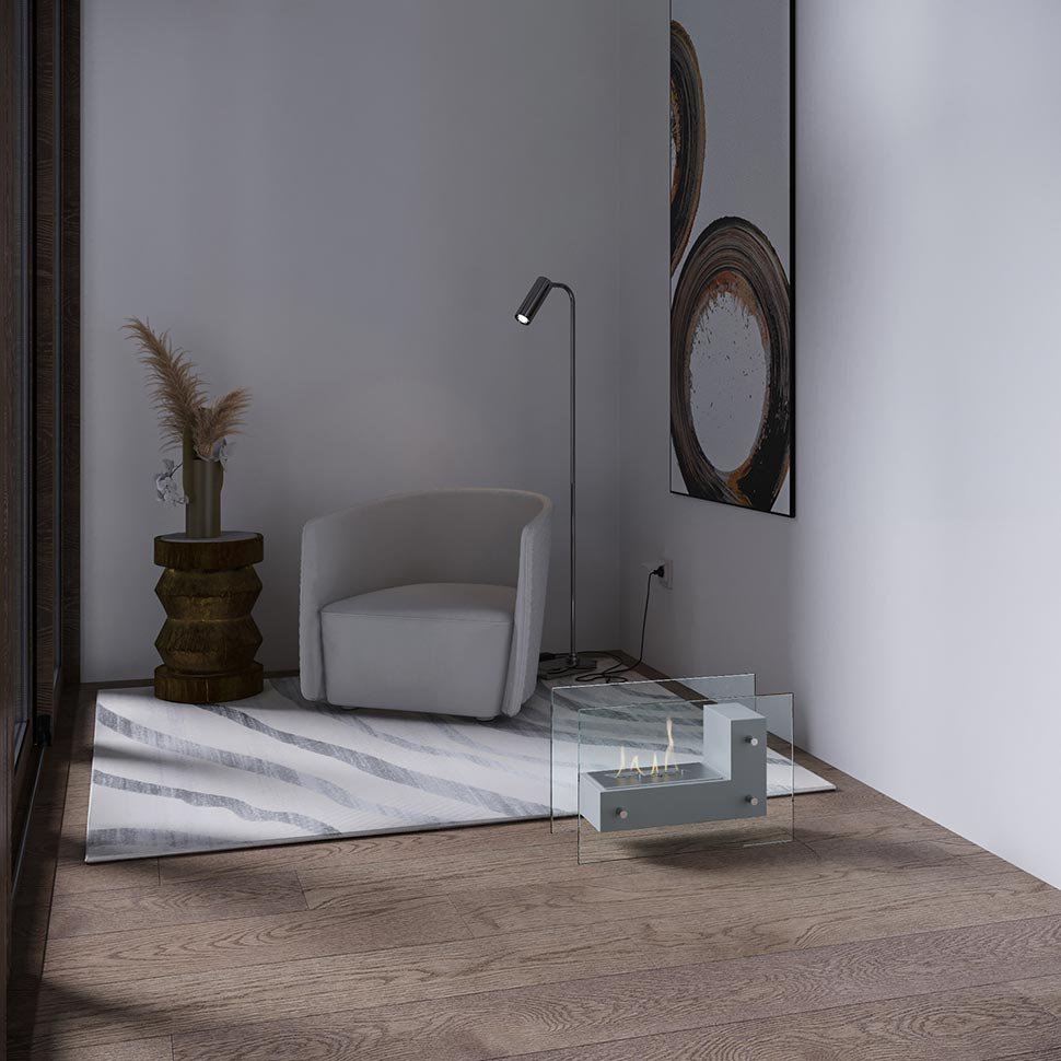 Биокамин напольный SteelHeat TETRISE 500 белый 