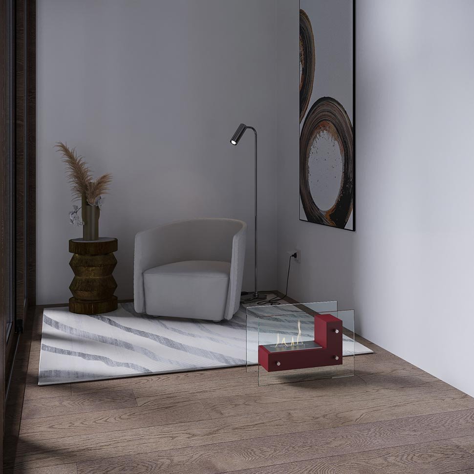 Биокамин напольный SteelHeat TETRISE 500 красный 