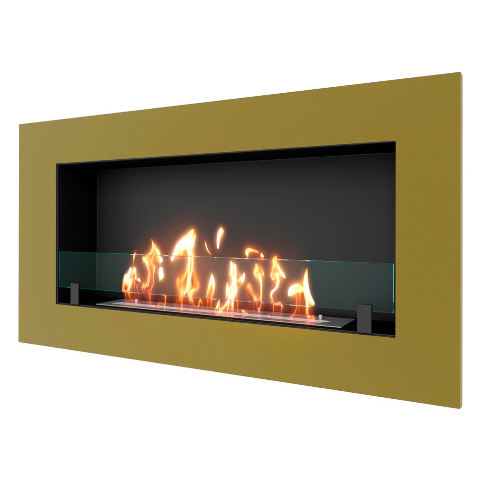 Биокамин встраиваемый SteelHeat GRAND 1200 с рамкой цвет латунь 