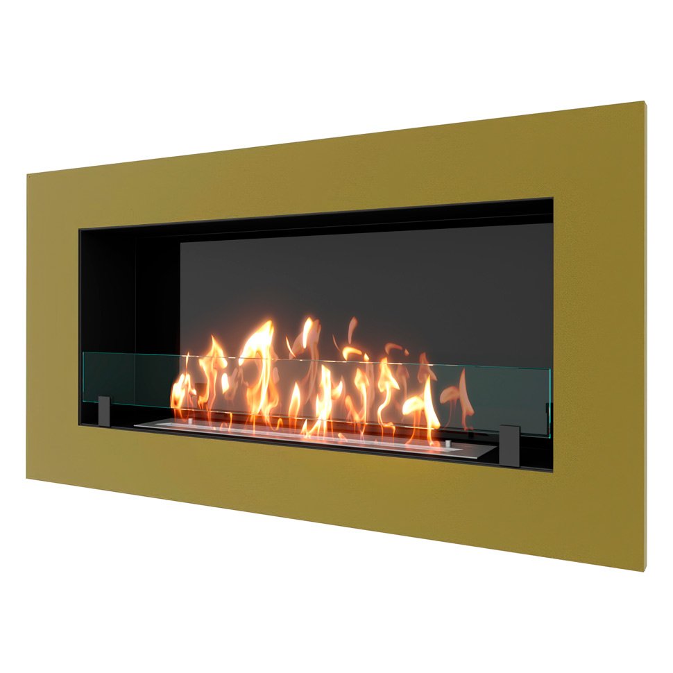Биокамин встраиваемый SteelHeat GRAND 1200 с рамкой цвет латунь 