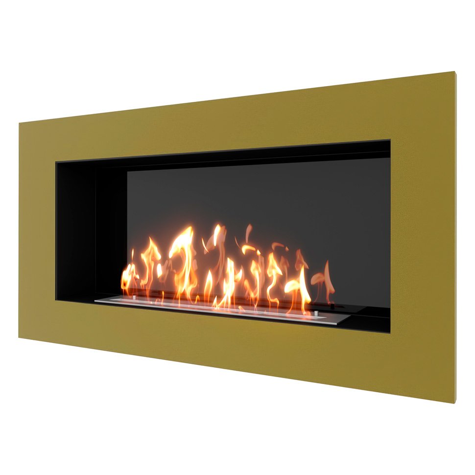 Биокамин встраиваемый SteelHeat GRAND 1200 с рамкой цвет латунь 