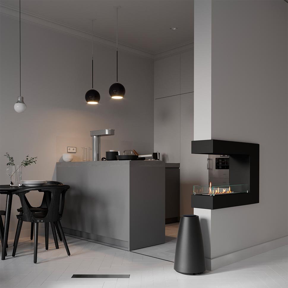 Биокамин торцевой SteelHeat GRAND 800 