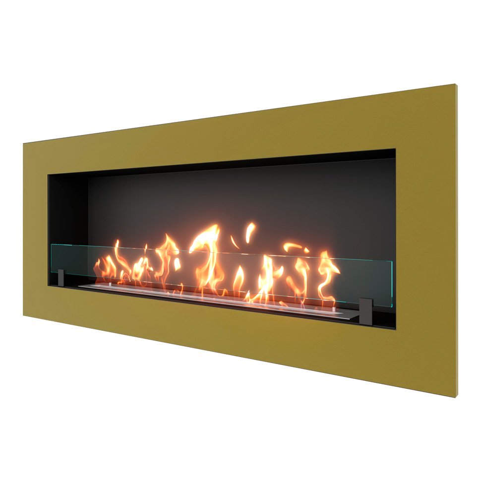 Биокамин встраиваемый SteelHeat GRAND 1500 с рамкой цвет латунь 