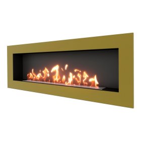 Биокамин встраиваемый SteelHeat GRAND 1800 с рамкой цвет латунь