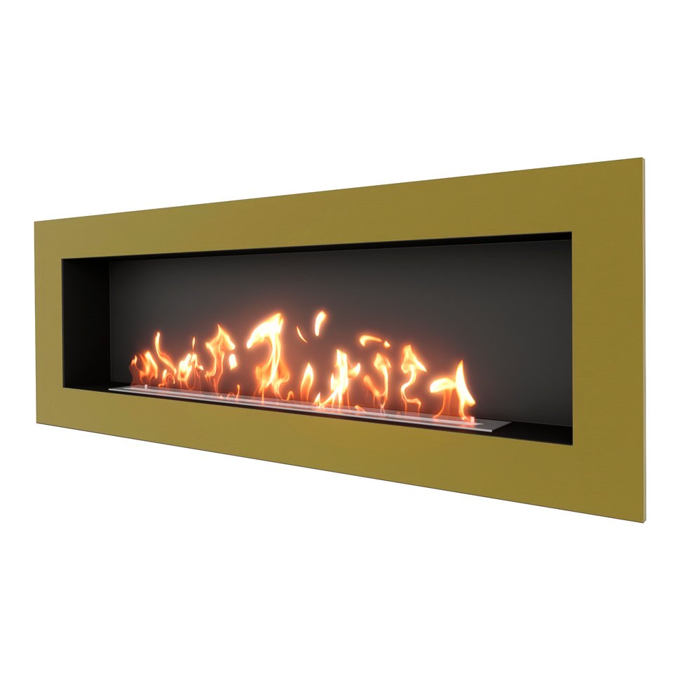 Биокамин встраиваемый SteelHeat GRAND 1800 с рамкой цвет латунь 