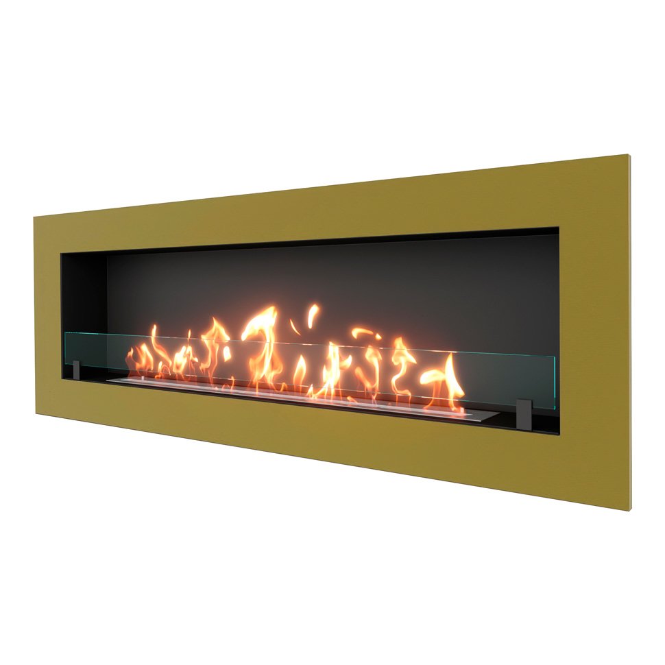 Биокамин встраиваемый SteelHeat GRAND 1800 с рамкой цвет латунь 