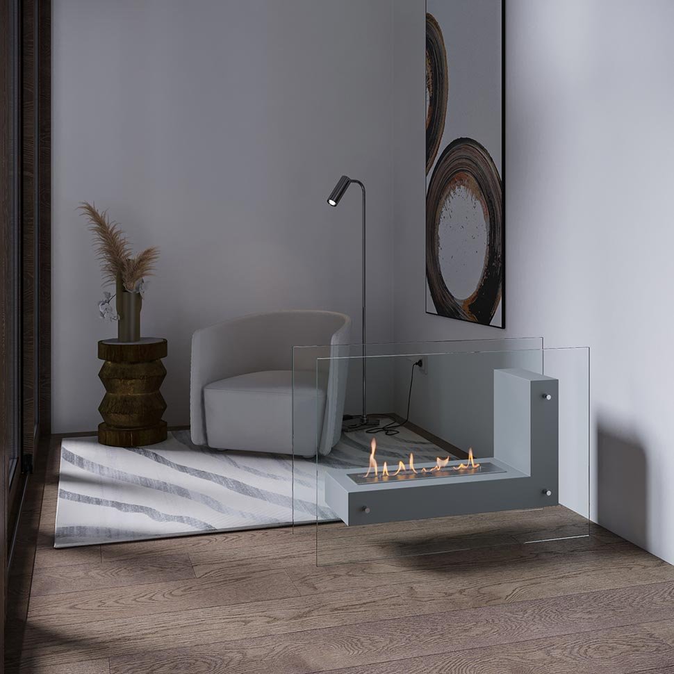 Биокамин напольный SteelHeat TETRISE 900 белый 