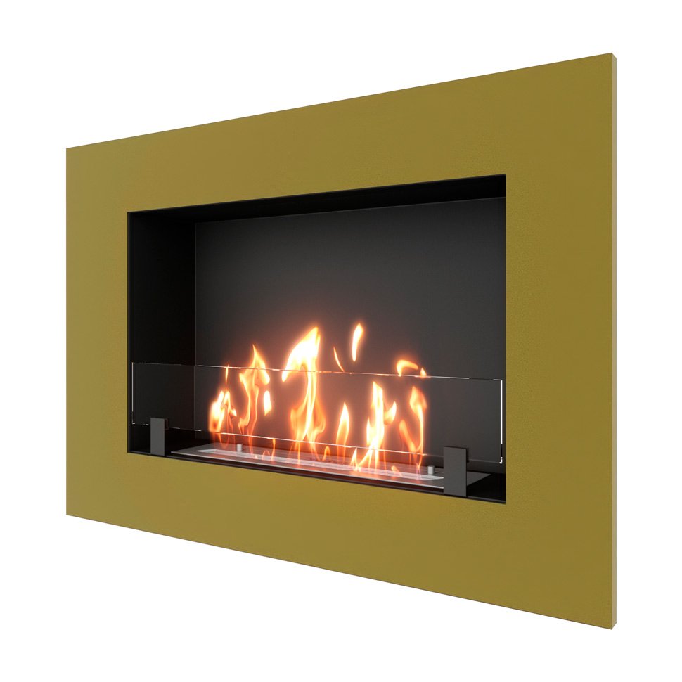 Биокамин встраиваемый SteelHeat GRAND 900 с рамкой цвет латунь 