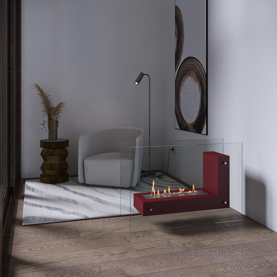 Биокамин напольный SteelHeat TETRISE 900 красный 