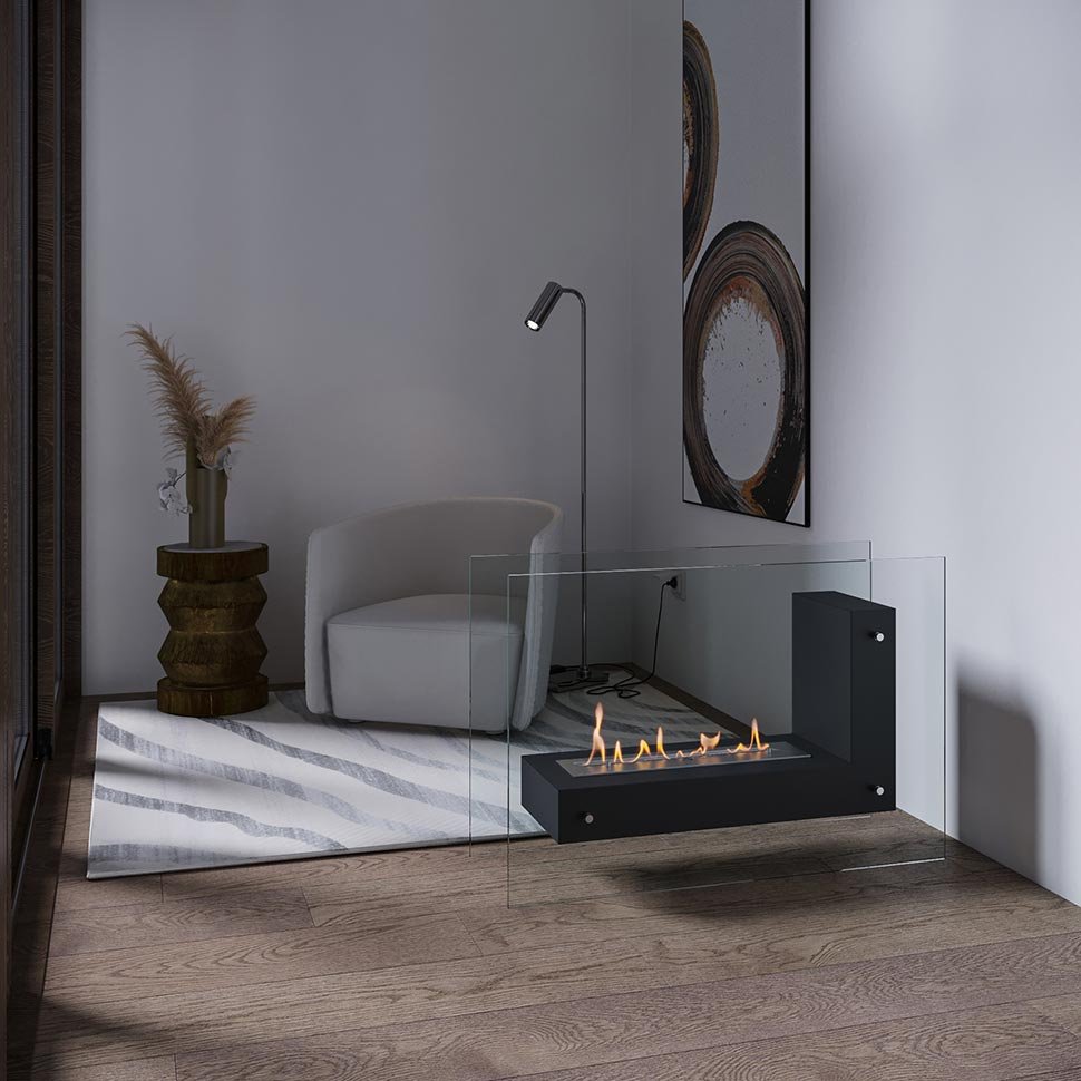 Биокамин напольный SteelHeat TETRISE 900 черный 