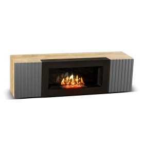 Тумба под ТВ с биокамином SteelHeat IMOLA IMPULSE 140 см (корпус дуб Сонома / фасады Гротто гранит)