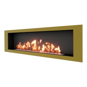 Биокамин встраиваемый SteelHeat LONG 1800 с рамкой цвет латунь
