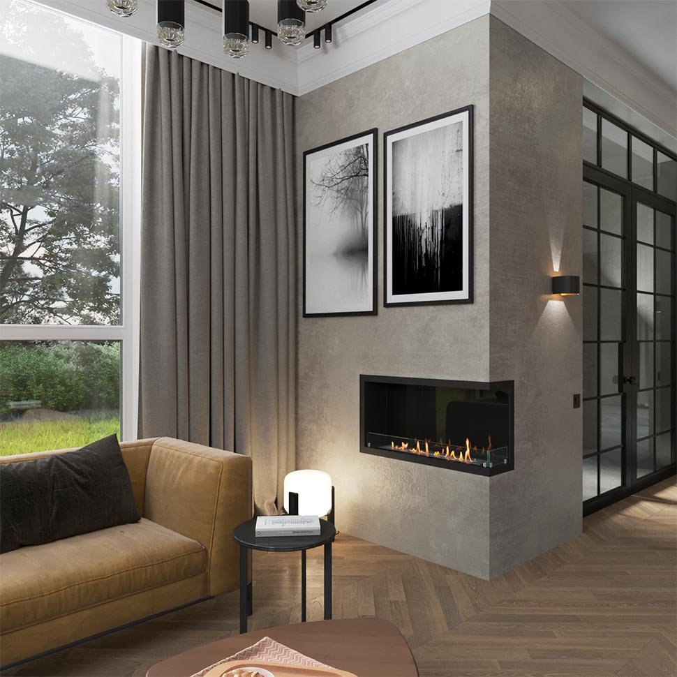 Биокамин угловой SteelHeat Leader 900 правый 