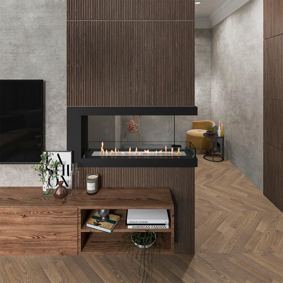 Биокамин торцевой SteelHeat LONG 1100 