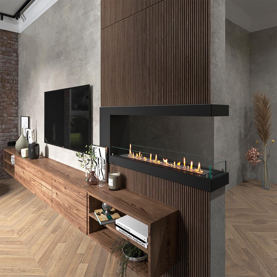 Биокамин торцевой SteelHeat LONG 1100 