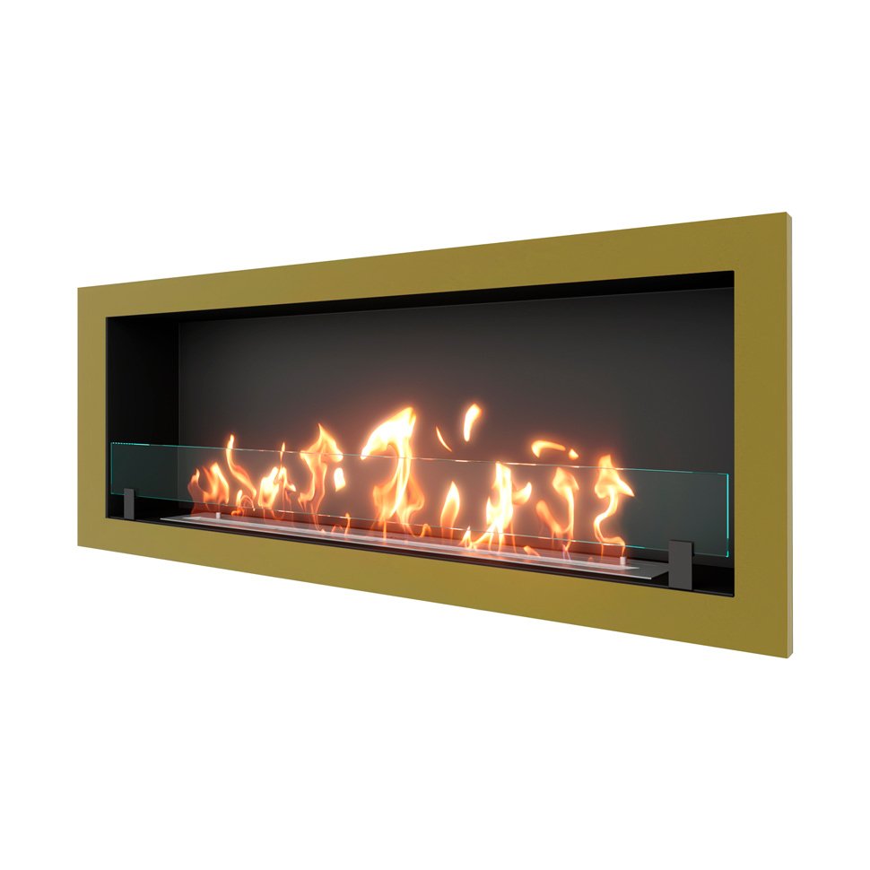 Биокамин встраиваемый SteelHeat ONE 1400 с рамкой цвет латунь 