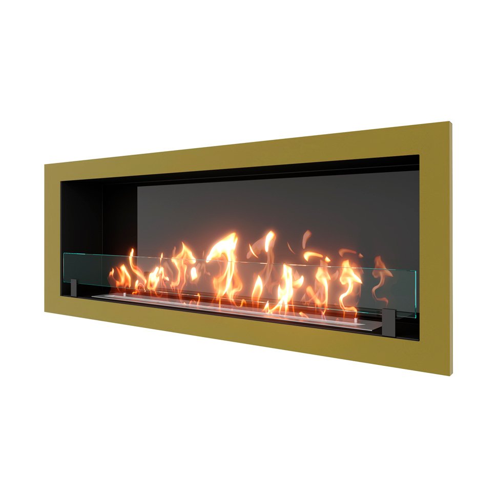 Биокамин встраиваемый SteelHeat ONE 1400 с рамкой цвет латунь 