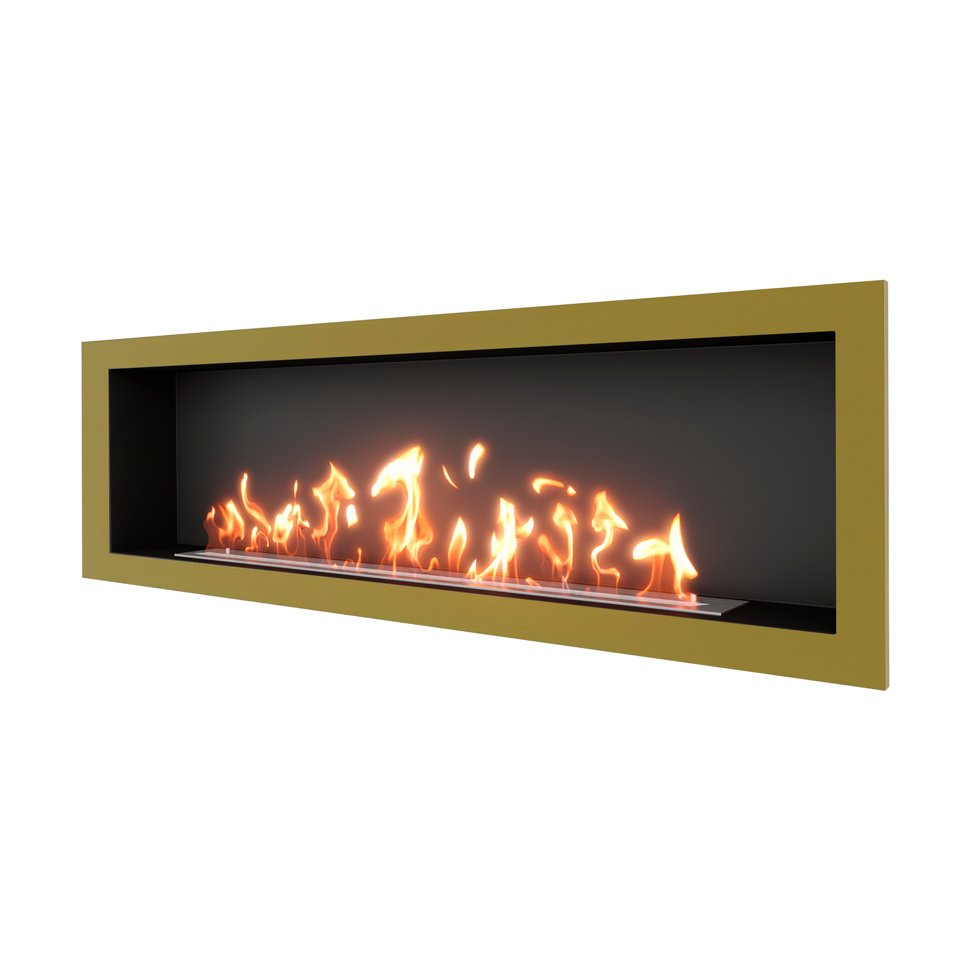 Биокамин встраиваемый SteelHeat ONE 1700 с рамкой цвет латунь 