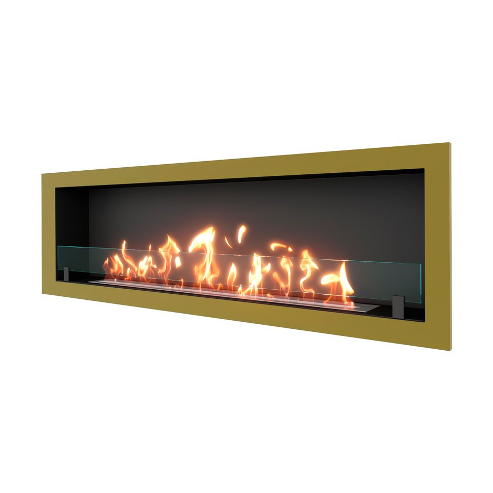 Биокамин встраиваемый SteelHeat ONE 1700 с рамкой цвет латунь 