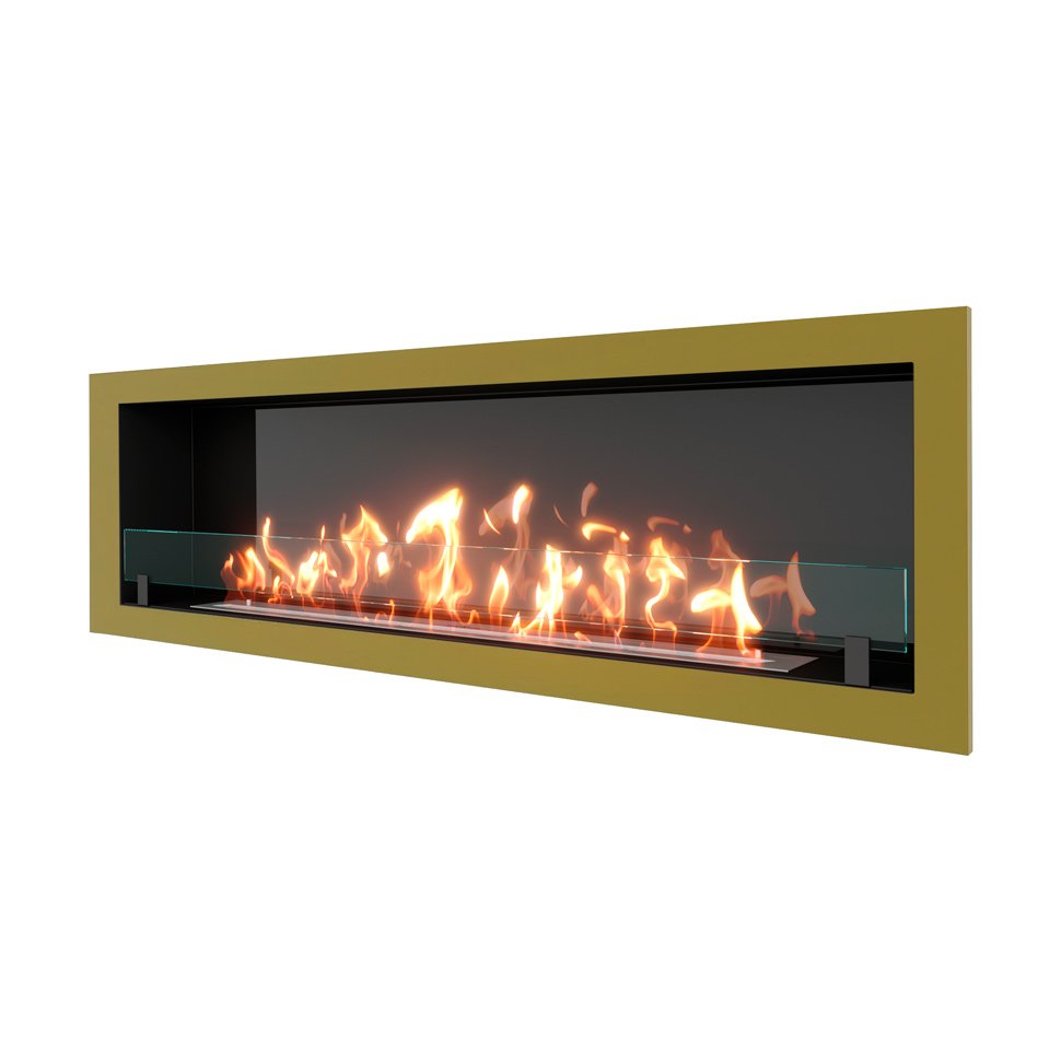 Биокамин встраиваемый SteelHeat ONE 1700 с рамкой цвет латунь 