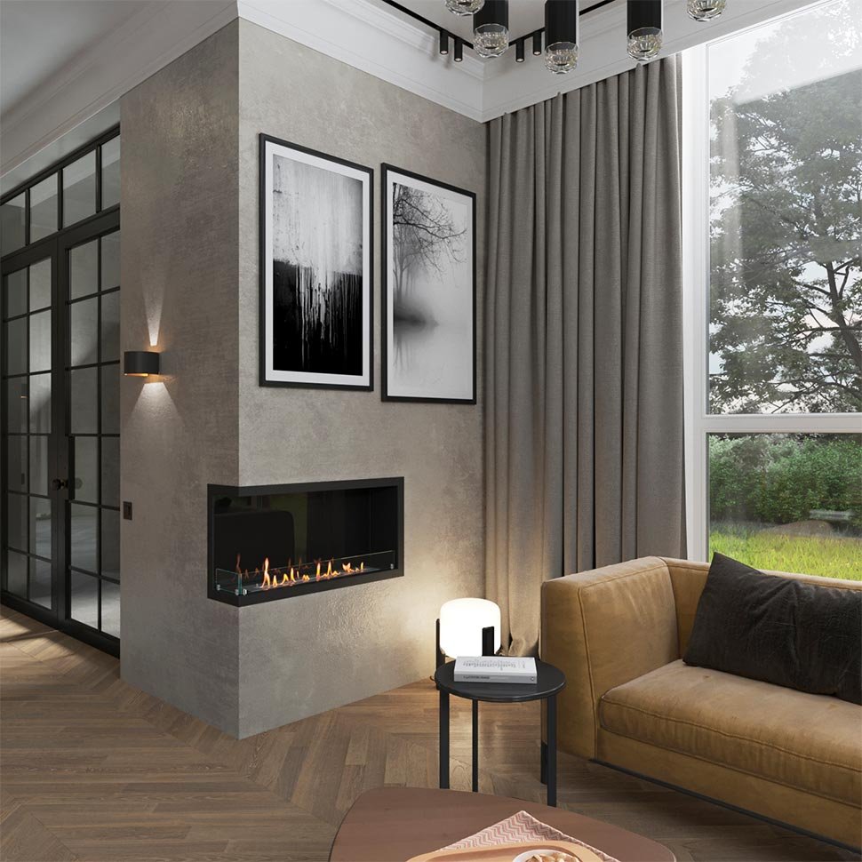 Биокамин угловой SteelHeat Leader 900 левый 