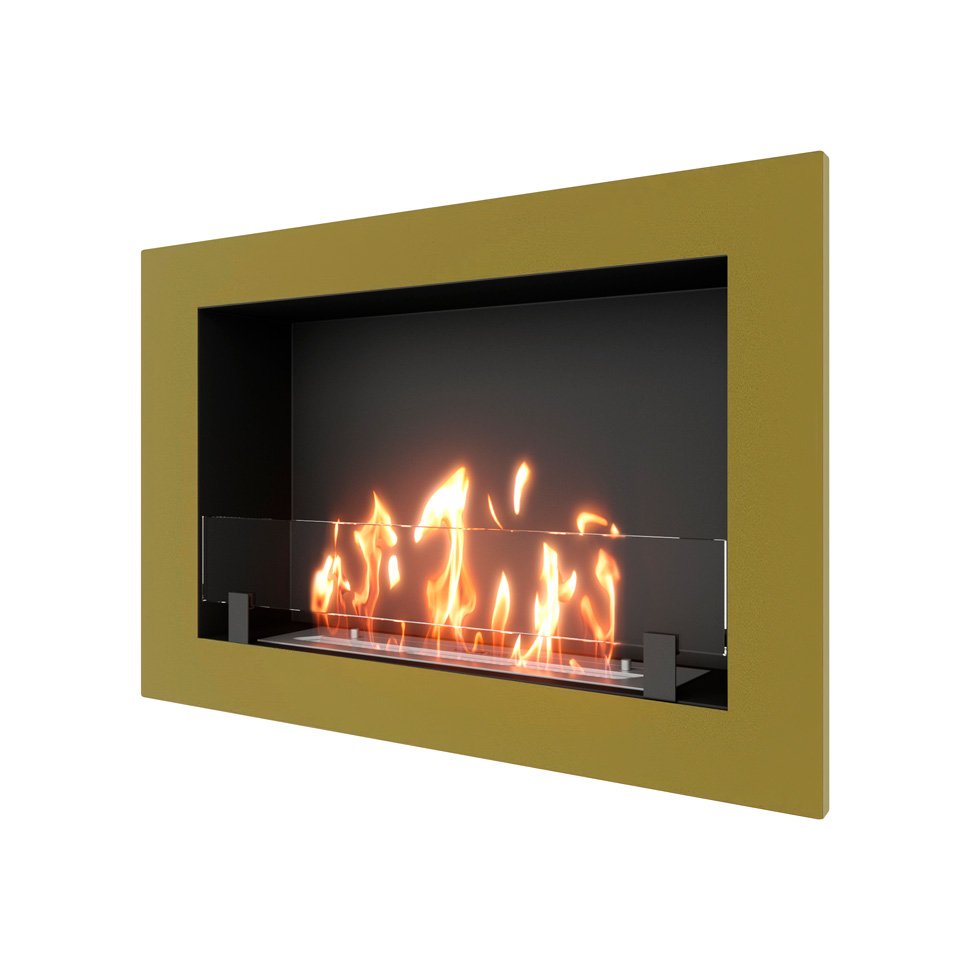 Биокамин встраиваемый SteelHeat ONE 800 с рамкой цвет латунь 