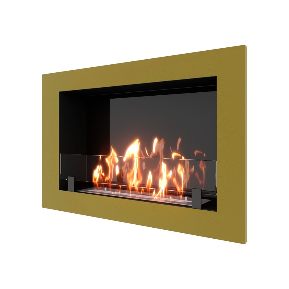 Биокамин встраиваемый SteelHeat ONE 800 с рамкой цвет латунь 
