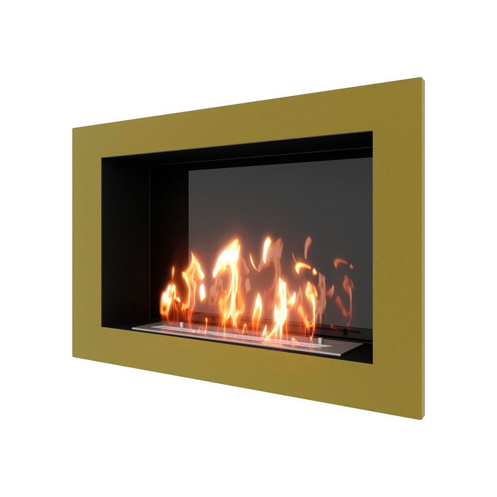 Биокамин встраиваемый SteelHeat ONE 800 с рамкой цвет латунь 