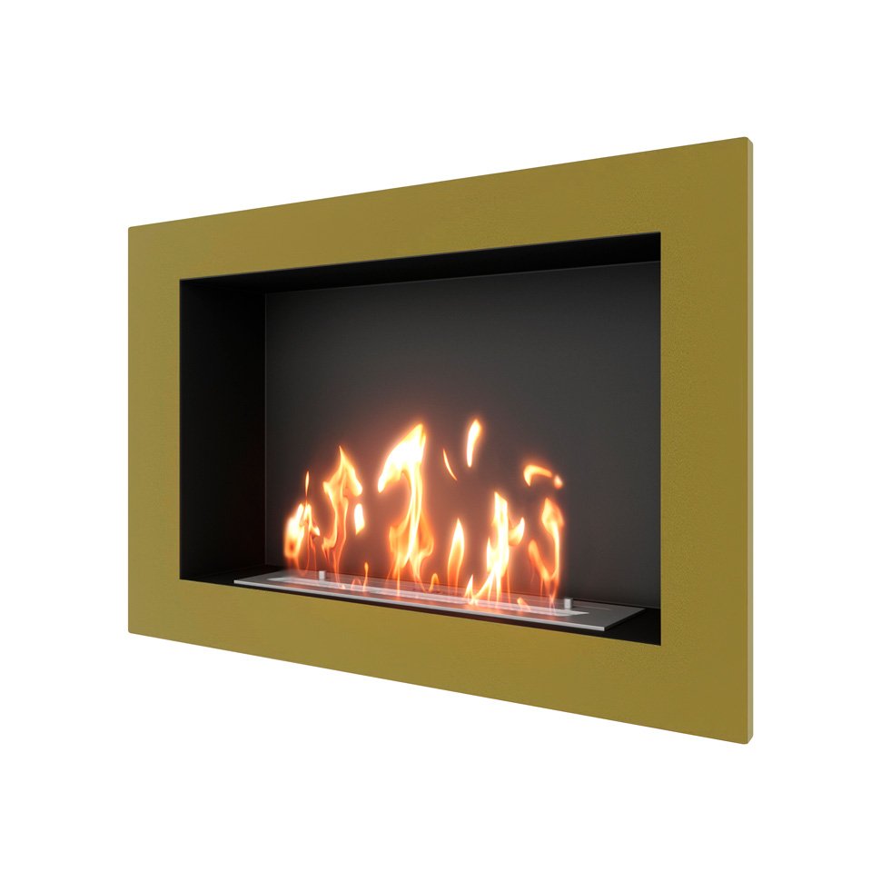 Биокамин встраиваемый SteelHeat ONE 800 с рамкой цвет латунь 
