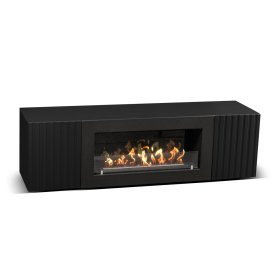 Тумба под ТВ с биокамином SteelHeat LIVORNO IMPULSE 140 см (корпус черный / фасады черный)