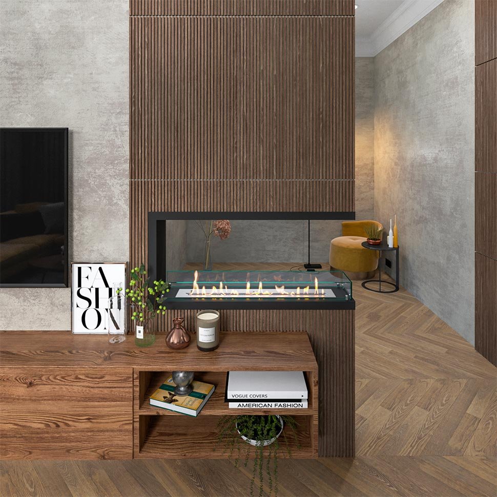 Биокамин торцевой SteelHeat Leader 1000 