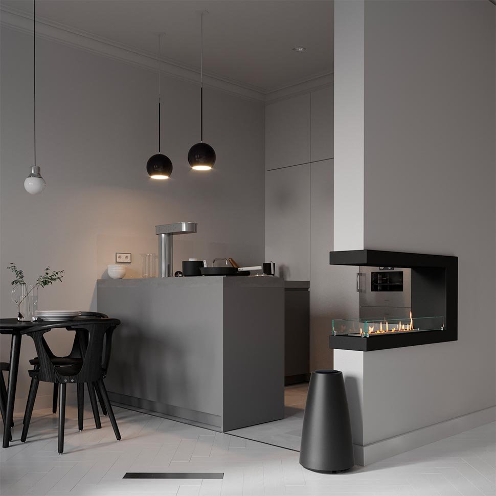 Биокамин торцевой SteelHeat ONE 1000 