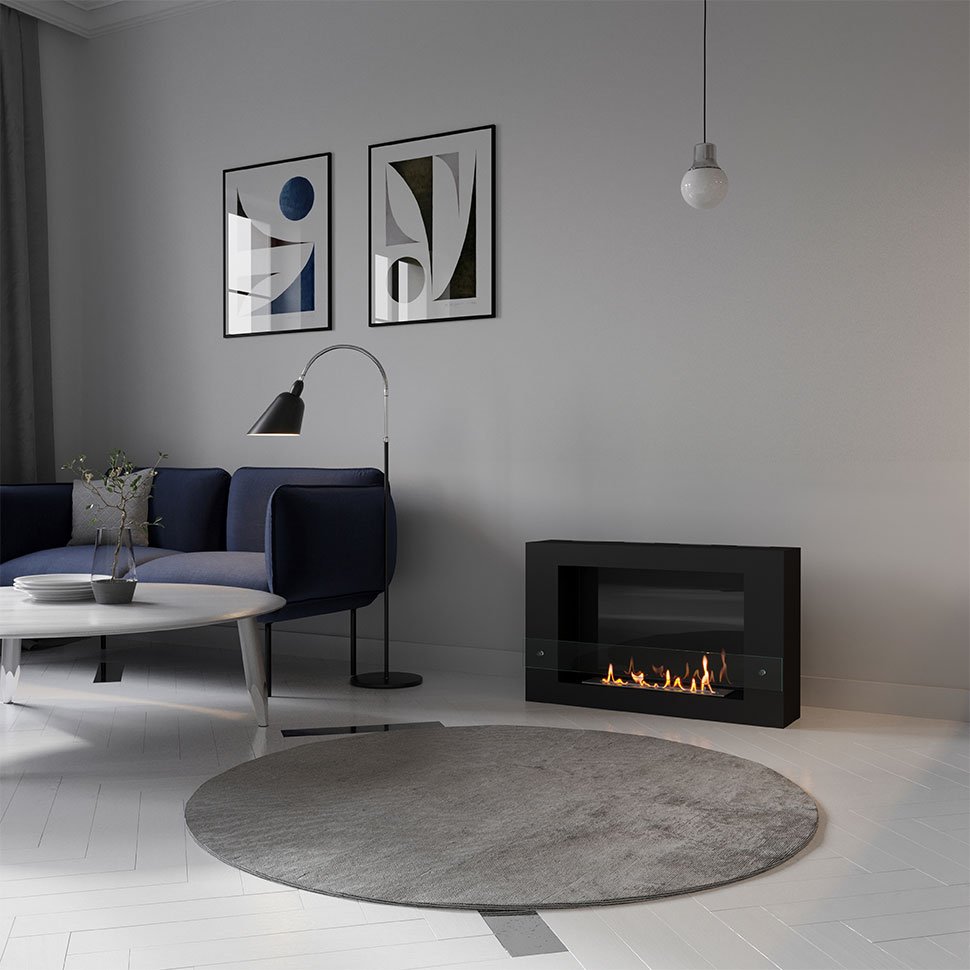 Биокамин SteelHeat WALL LONG 900 черный 