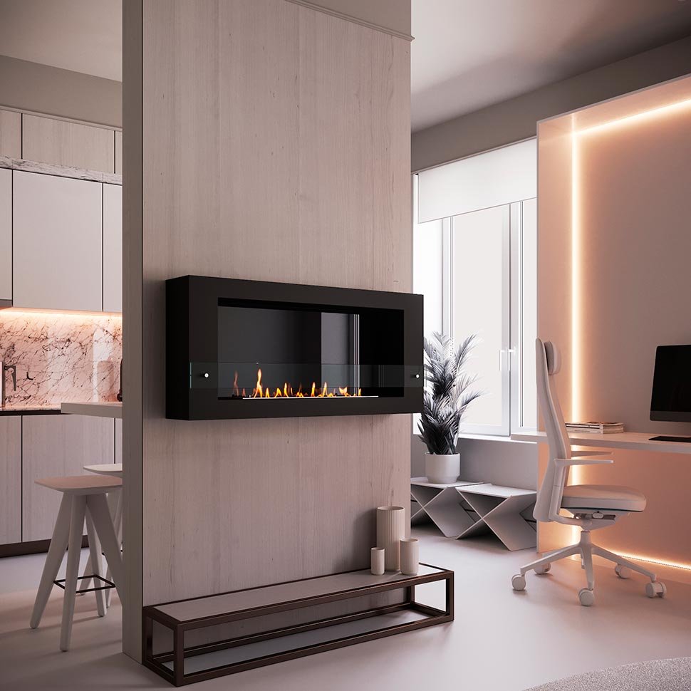 Биокамин SteelHeat WALL LONG 1200 черный 