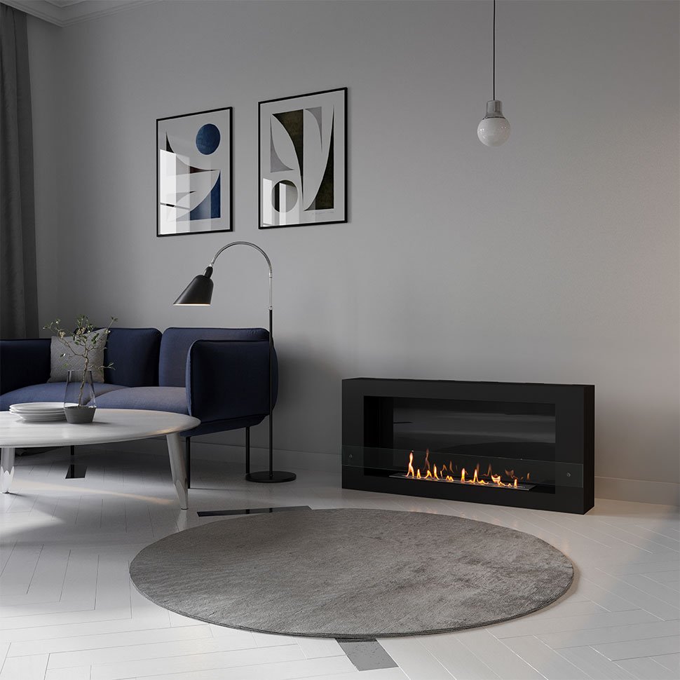 Биокамин SteelHeat WALL LONG 1200 черный 