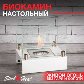 Настольный биокамин SteelHeat ALBA белый