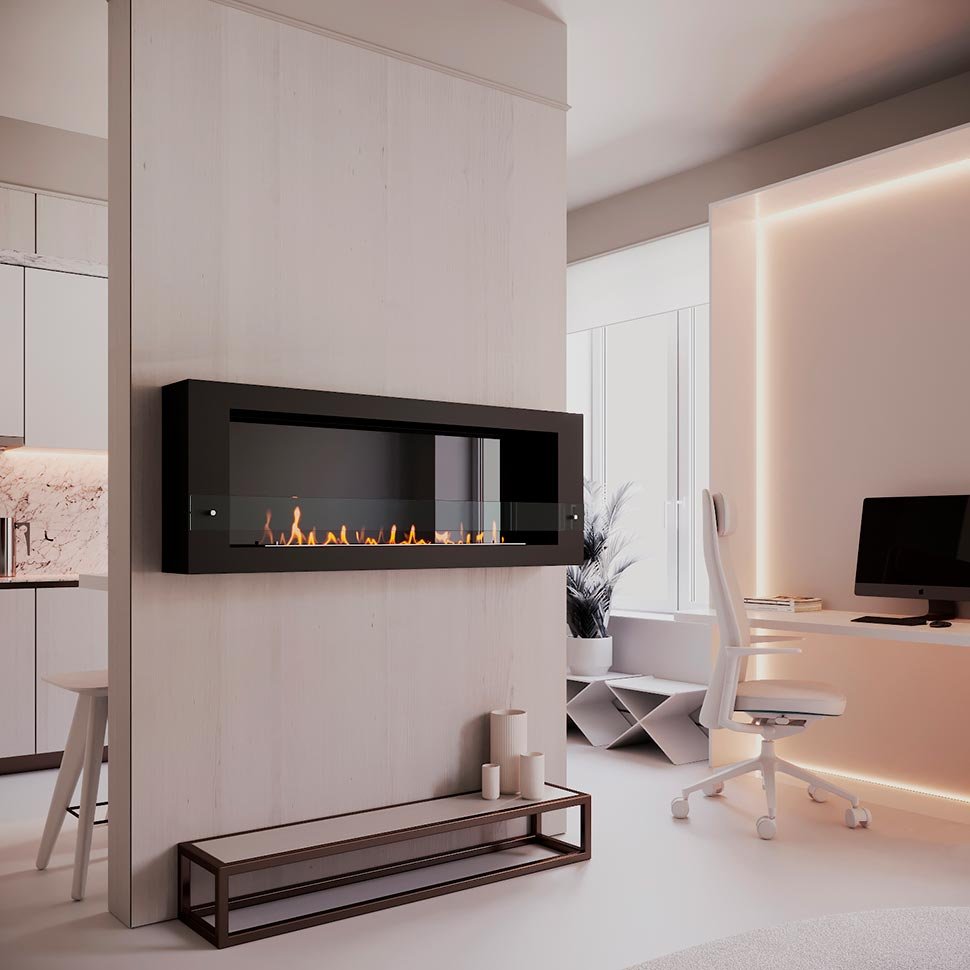 Биокамин SteelHeat WALL LONG 1500 черный 