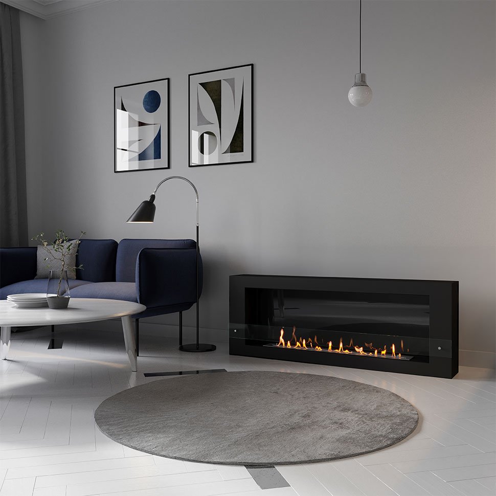 Биокамин SteelHeat WALL LONG 1500 черный 