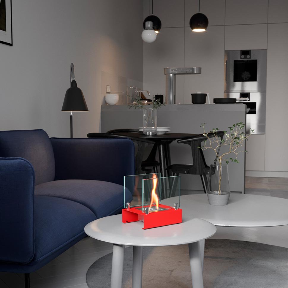 Настольный биокамин SteelHeat ALBA красный 